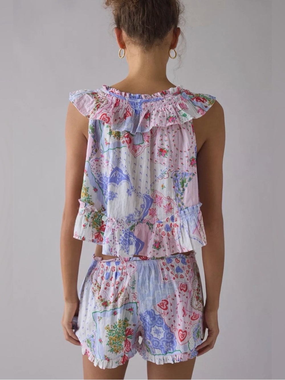 Out from Under Floral Patchwork Ruffle Pajama Set - Picture 3 of 6